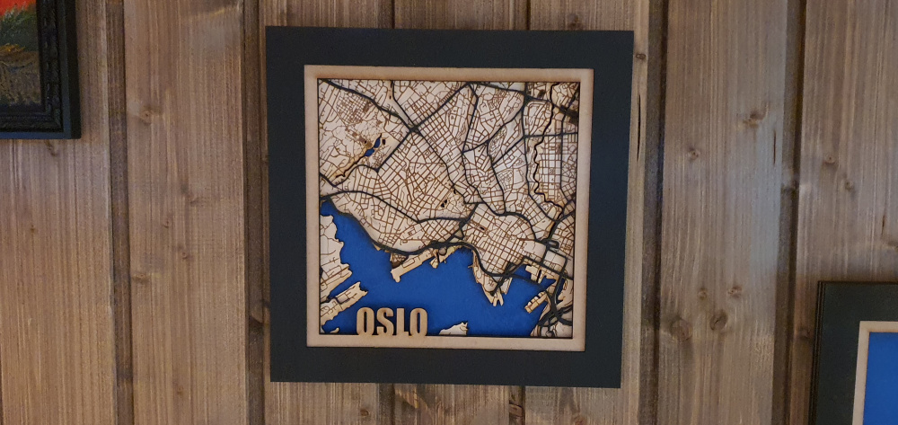 Hovedbilde 3D kart i finér, Oslo